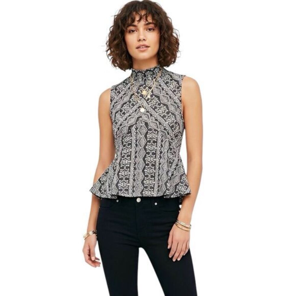 Y2k 90's Sugarlips Womens Blouse Top Sz Medium Peplum Sleeveless Tribal  Office